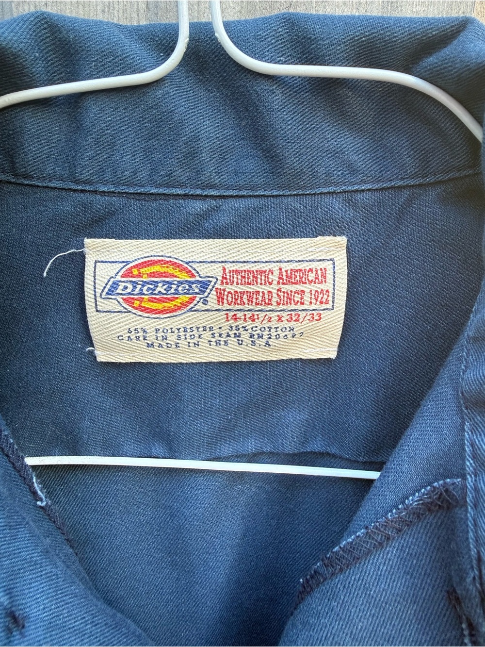 1970’s industrial Dickies Navy Blue Work Shirt with Red Embroidery - Picture 5 of 10